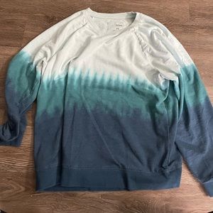 Sohoma XXL Womens Blue Tie dye Sweater Crewneck Scoopneck Teal Sweater Long